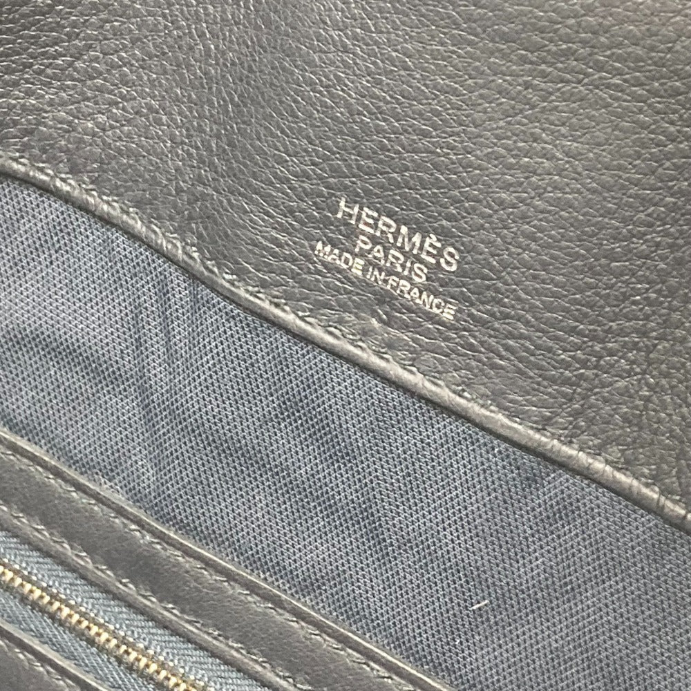 HERMES Clutch bag leather Navy City slide mens Used Authentic