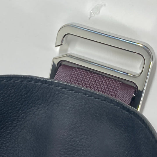 HERMES Clutch bag leather Navy City slide mens Used Authentic