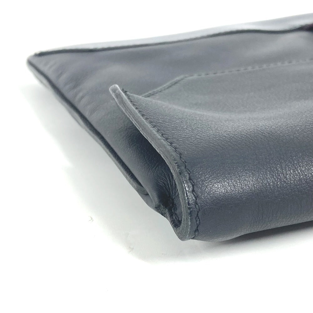 HERMES Clutch bag leather Navy City slide mens Used Authentic