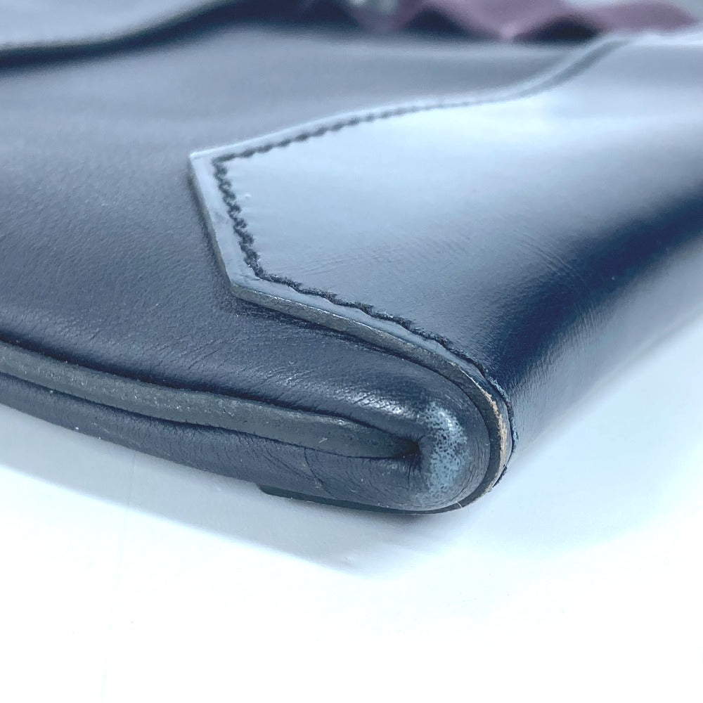 HERMES Clutch bag leather Navy City slide mens Used Authentic