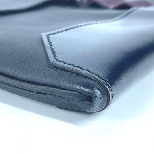 HERMES Clutch bag leather Navy City slide mens Used Authentic