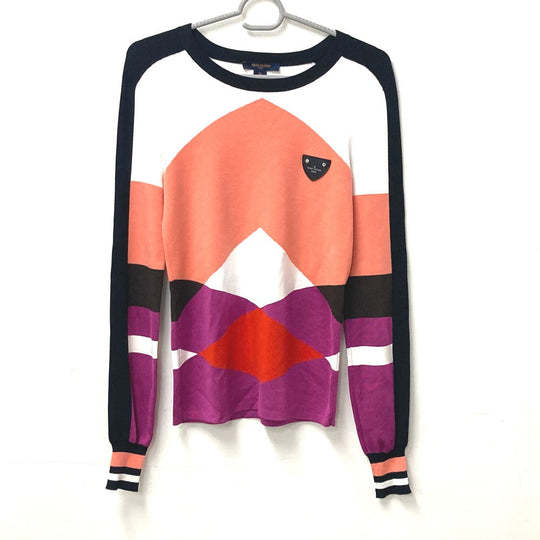 LOUIS VUITTON knit Rayon, Wool multicolor Overall handle Logo Tops Women M Used Authentic