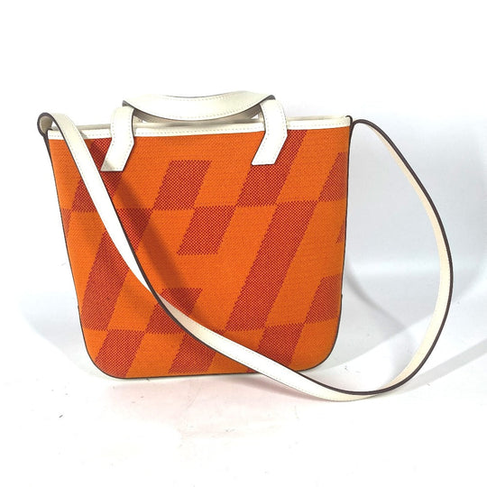 HERMES Shoulder Bag Swift, Toile Canvas Orange H Anne Vie PM Women Used Authentic