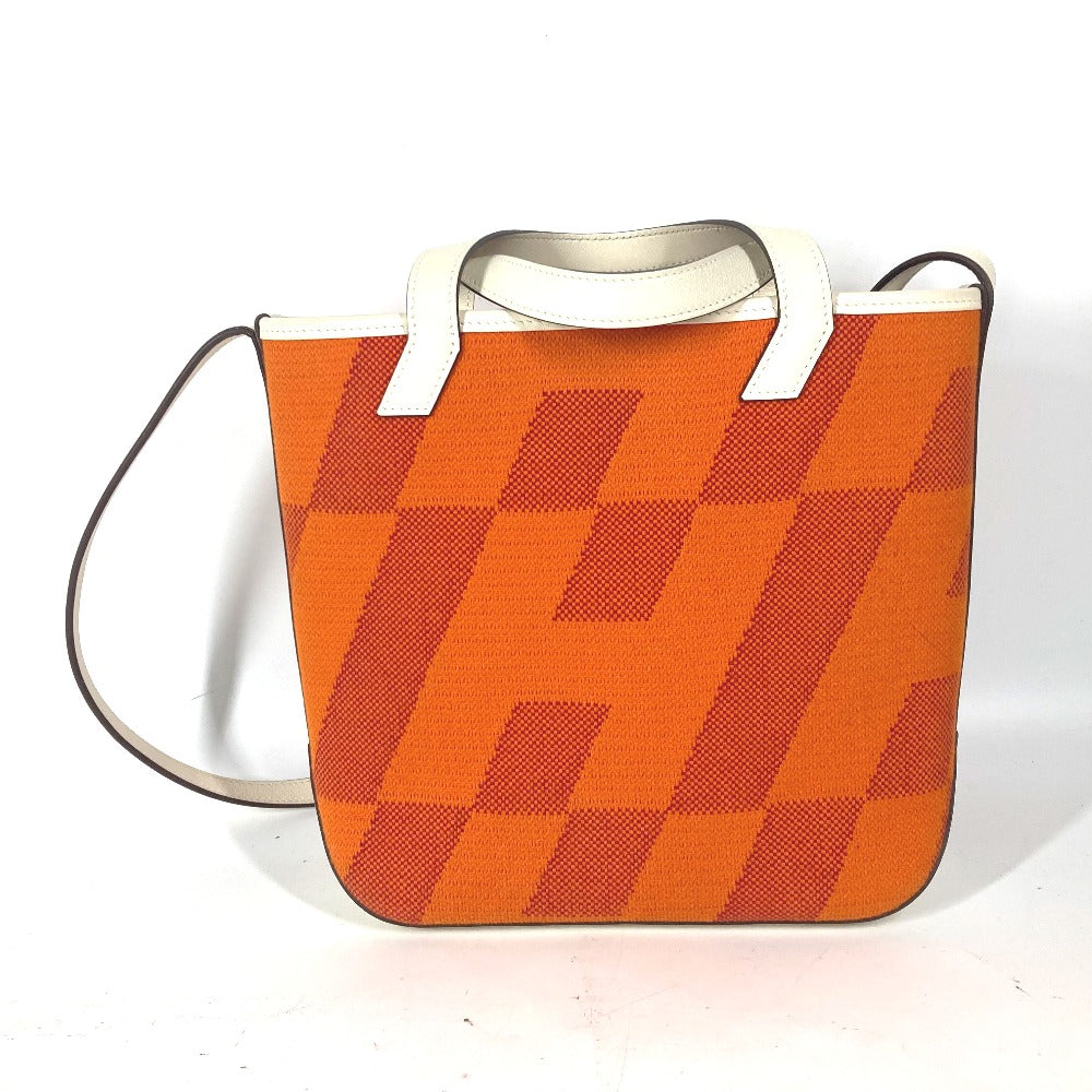 HERMES Shoulder Bag Swift, Toile Canvas Orange H Anne Vie PM Women Used Authentic