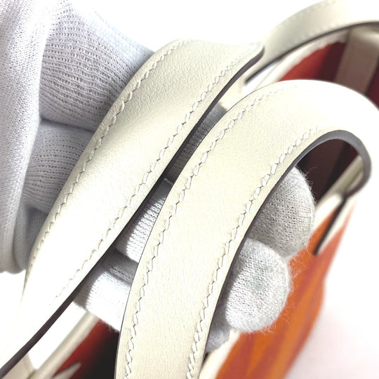 HERMES Shoulder Bag Swift, Toile Canvas Orange H Anne Vie PM Women Used Authentic