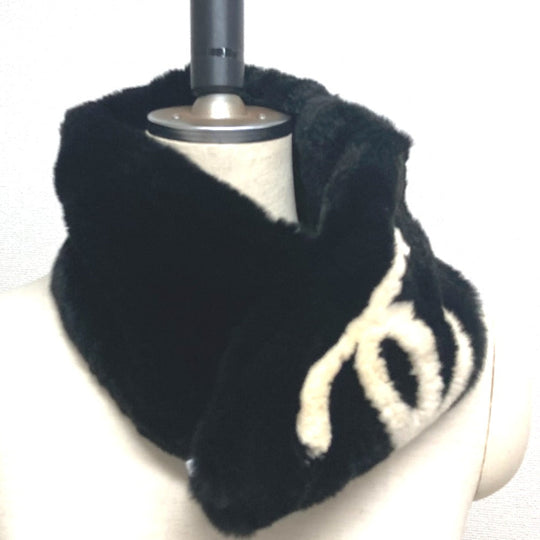 CHANEL Scarf , Lapin black Big Coco CC COCO Mark Women Used Authentic