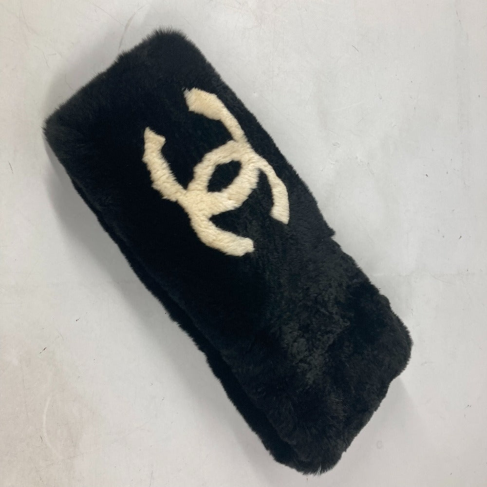 CHANEL Scarf , Lapin black Big Coco CC COCO Mark Women Used Authentic
