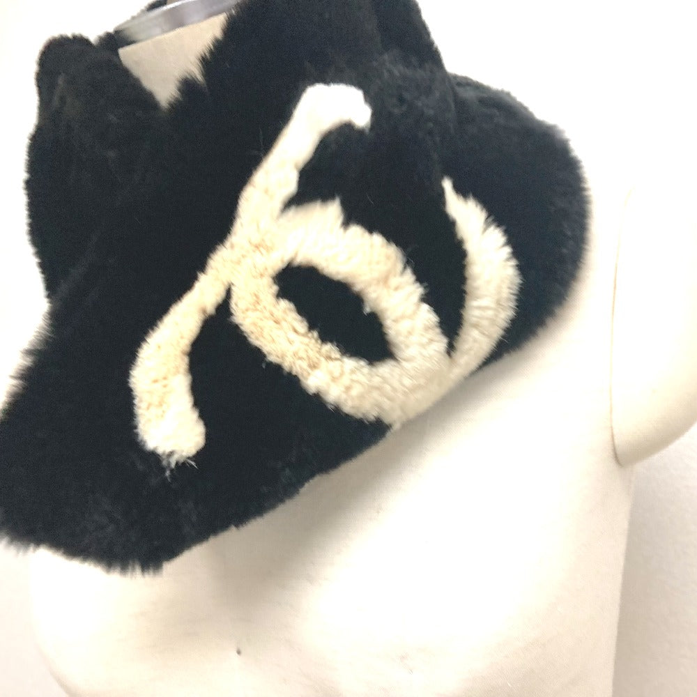 CHANEL Scarf , Lapin black Big Coco CC COCO Mark Women Used Authentic