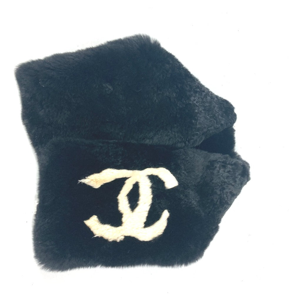 CHANEL Scarf , Lapin black Big Coco CC COCO Mark Women Used Authentic