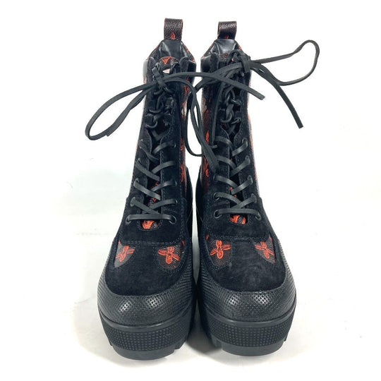 LOUIS VUITTON boots Monogram canvas Brown Monogram catgram Star Trail Line Lace-up Ankle Boots Women 39 Used Authentic