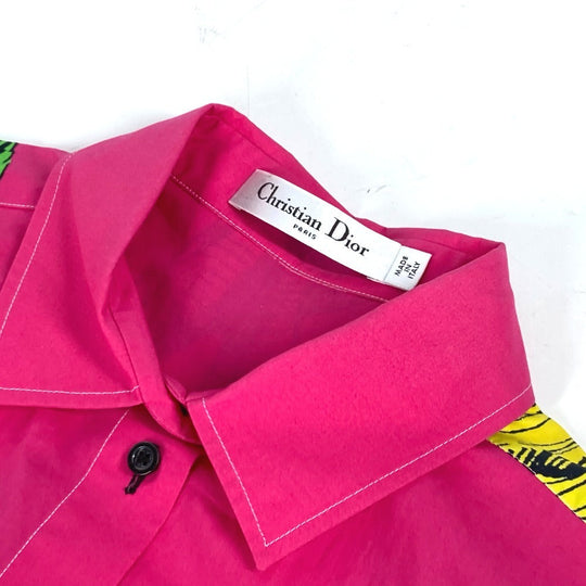 Dior Short sleeve shirt 221B92A3683 cotton pink Tiger with collar I38