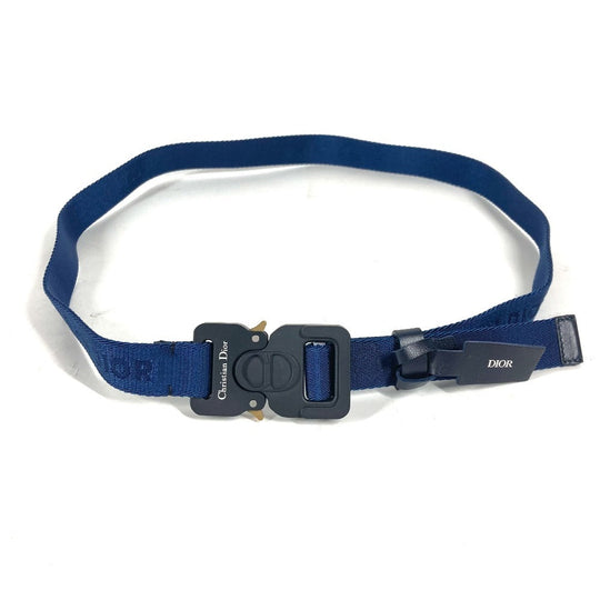 Dior belt canvas Navy logo Gacha belt unisex(Unisex) Used Authentic
