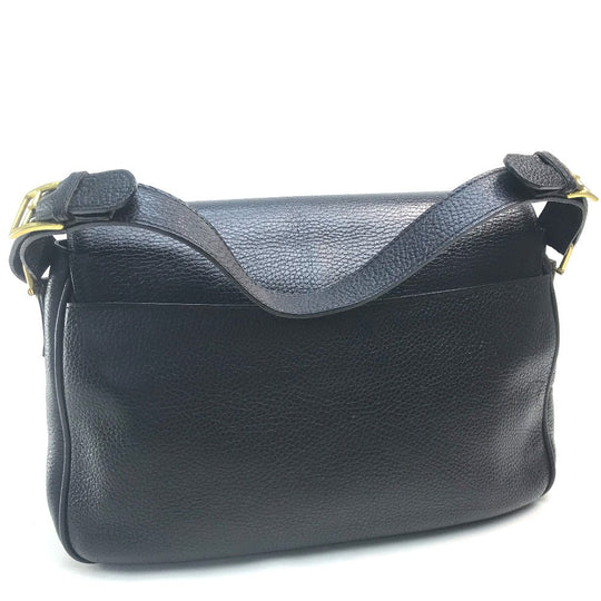 CELINE Handbag leather Black x Gold Metal vintage Circle logo Women Used Authentic