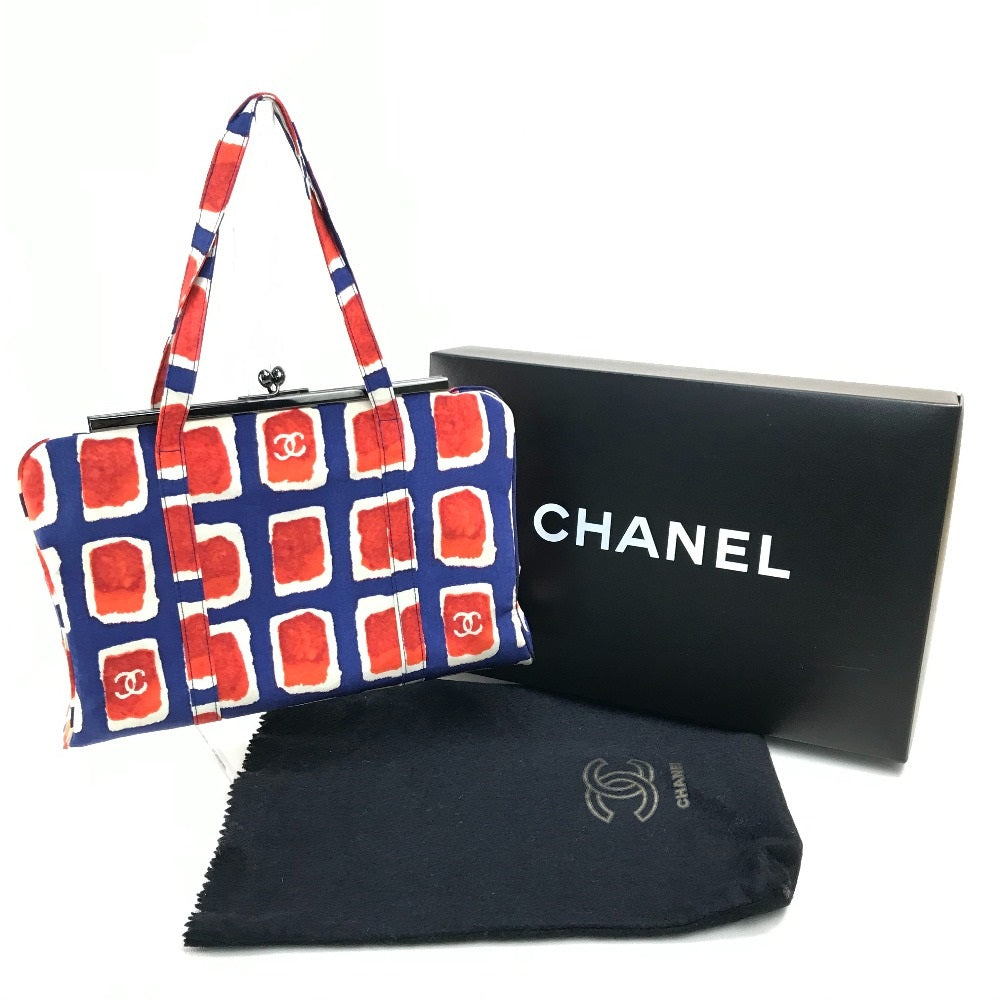 CHANEL Handbag canvas Blue x red CC COCO Mark logo Square Pattern Women Used Authentic