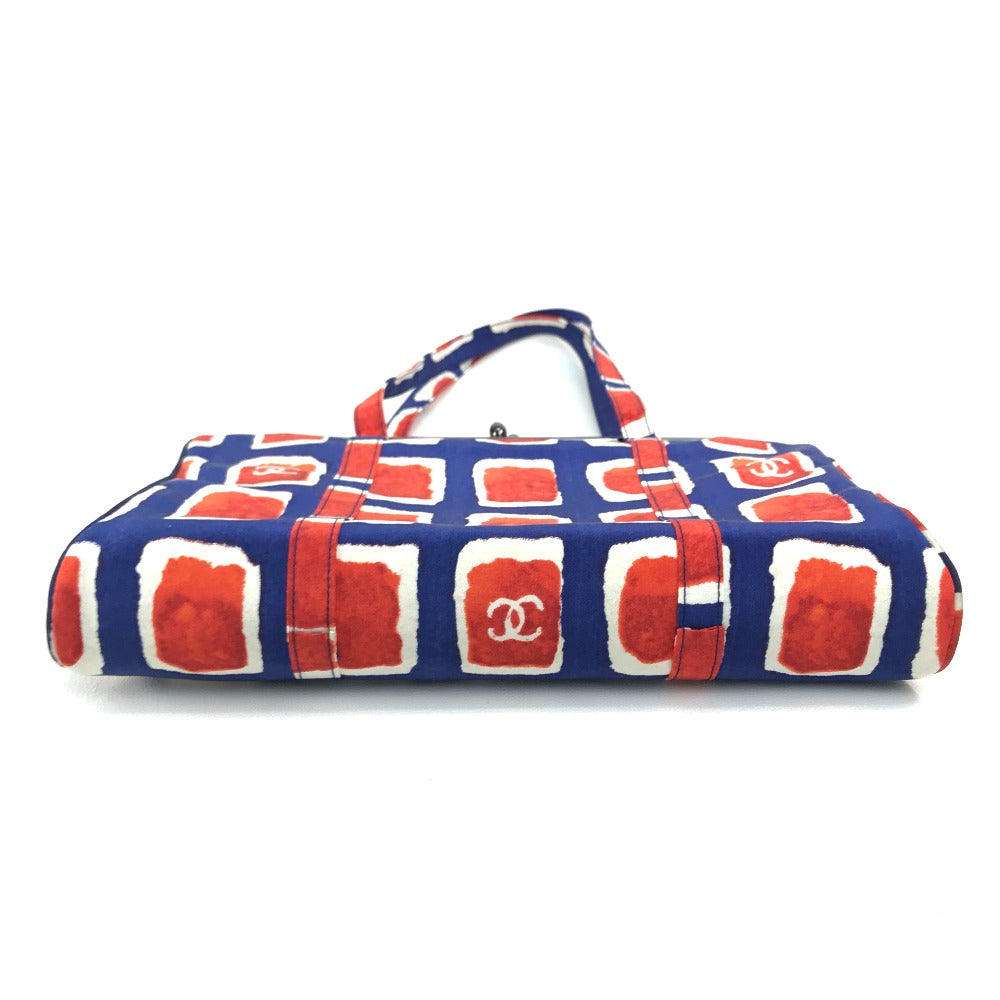 CHANEL Handbag canvas Blue x red CC COCO Mark logo Square Pattern Women Used Authentic