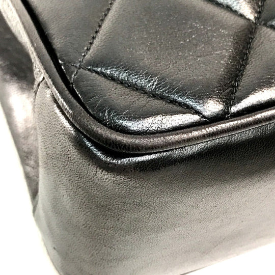 CHANEL Tote Bag lambskin Black x Gold Metal CC COCO Mark Matrasse quilting Women Used Authentic