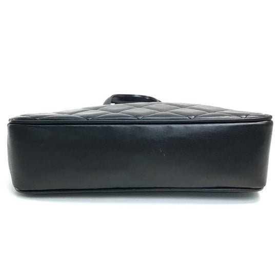 CHANEL Tote Bag lambskin Black x Gold Metal CC COCO Mark Matrasse quilting Women Used Authentic