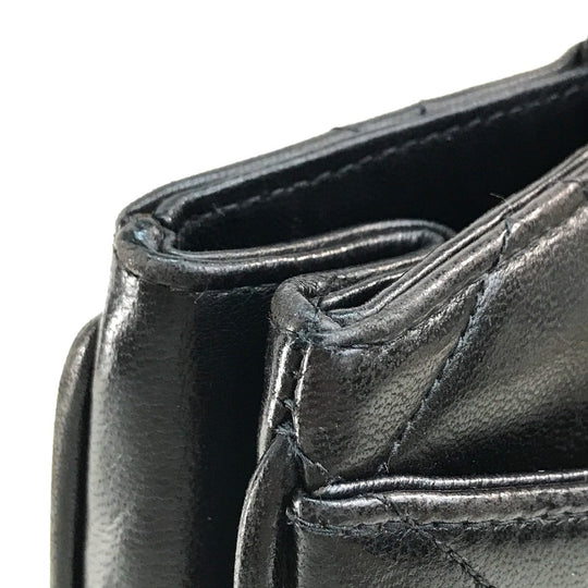 CHANEL Tote Bag lambskin Black x Gold Metal CC COCO Mark Matrasse quilting Women Used Authentic