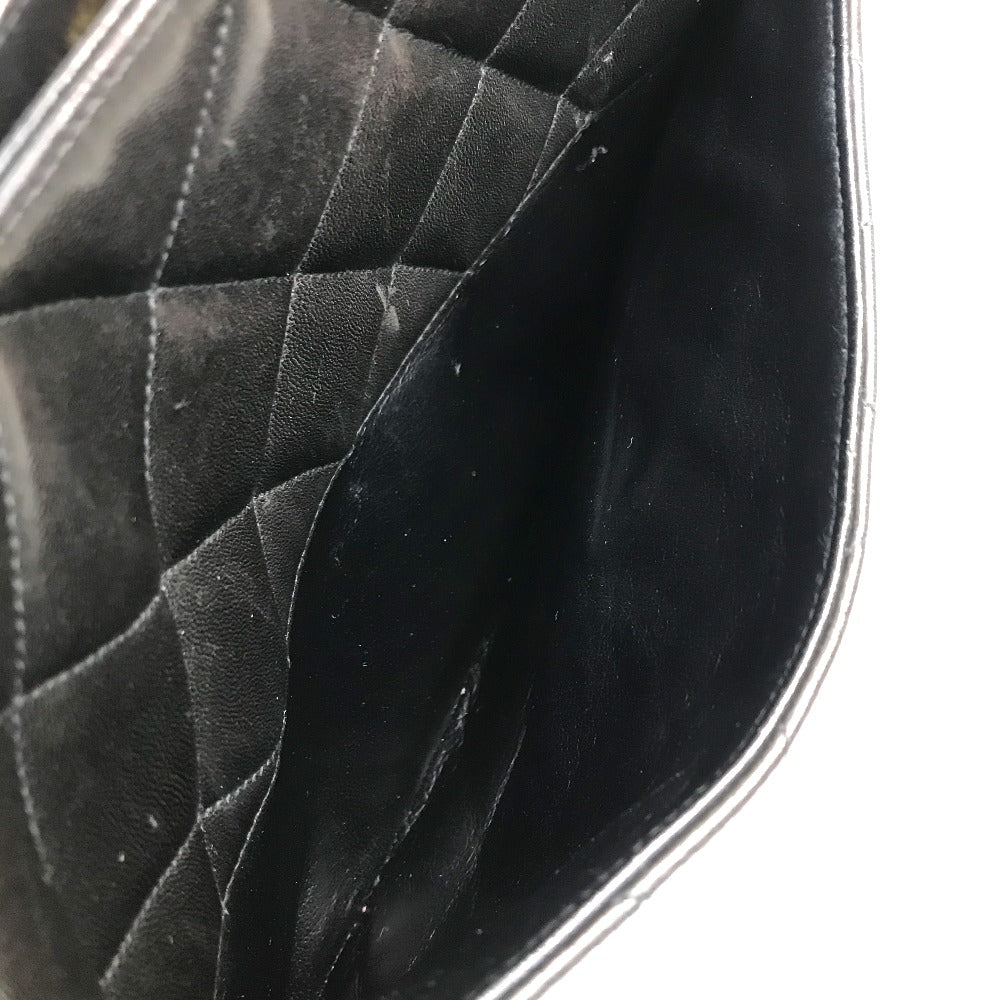 CHANEL Tote Bag lambskin Black x Gold Metal CC COCO Mark Matrasse quilting Women Used Authentic