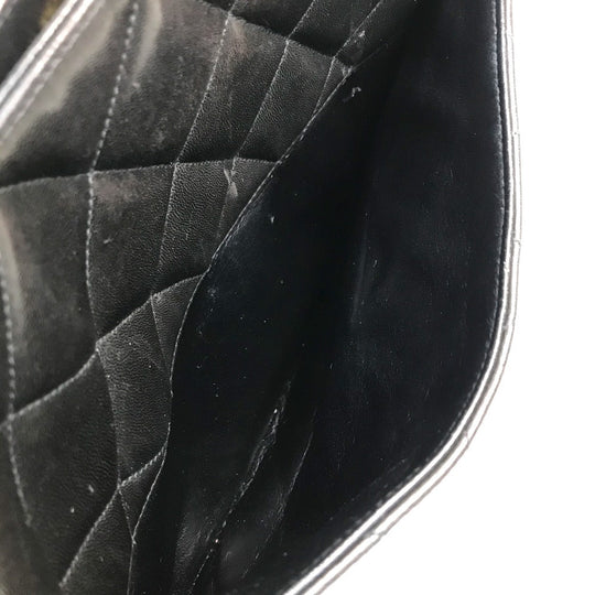 CHANEL Tote Bag lambskin Black x Gold Metal CC COCO Mark Matrasse quilting Women Used Authentic