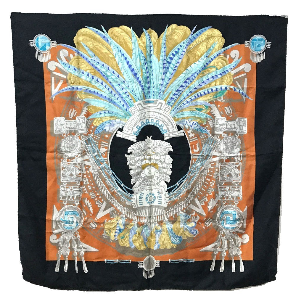 HERMES scarf silk Black / multicolor Carre90 Women Used Authentic