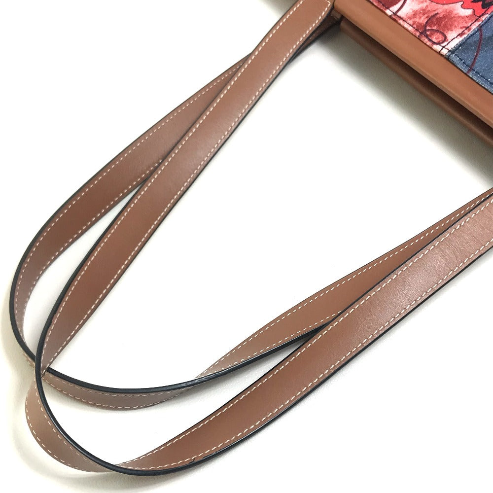 LOEWE Tote Bag 330.54CW76 Canvas / leather blue x pink x red Hauras Ihisa Collection Cushion tote Women Used Authentic