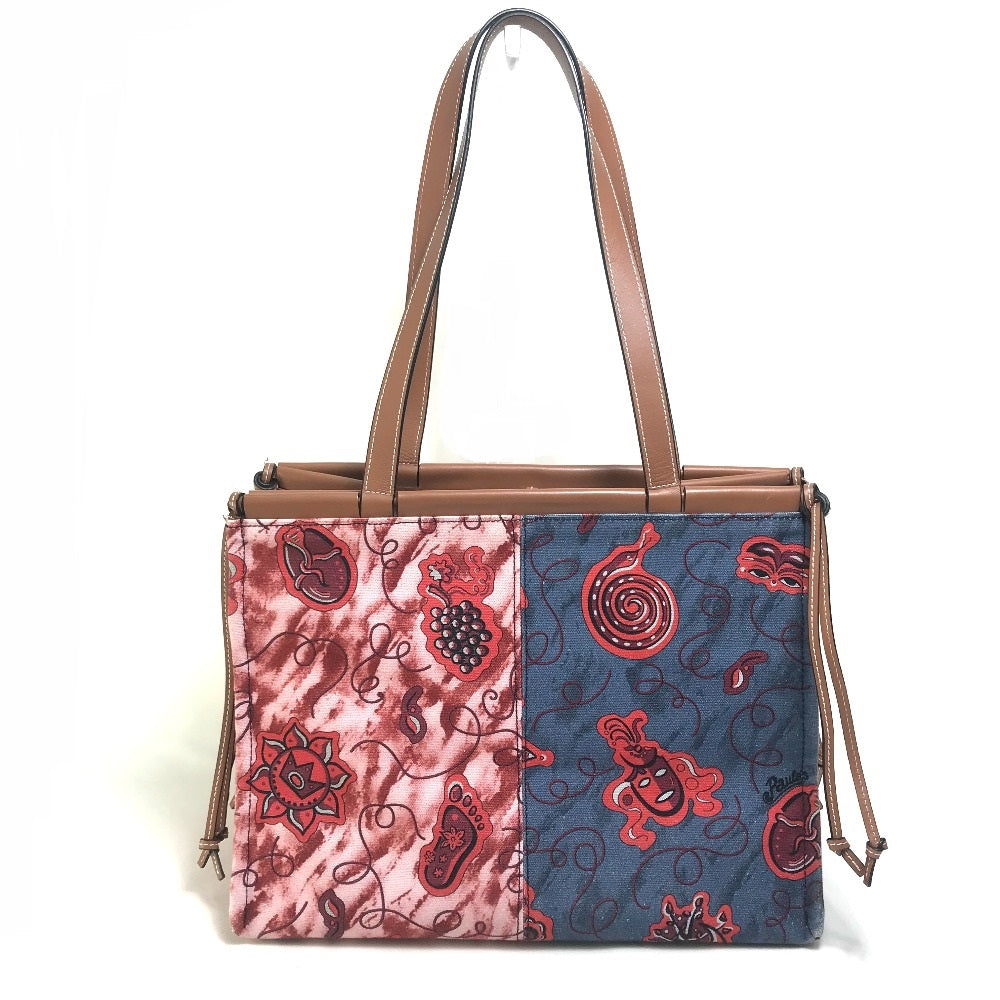 LOEWE Tote Bag 330.54CW76 Canvas / leather blue x pink x red Hauras Ihisa Collection Cushion tote Women Used Authentic
