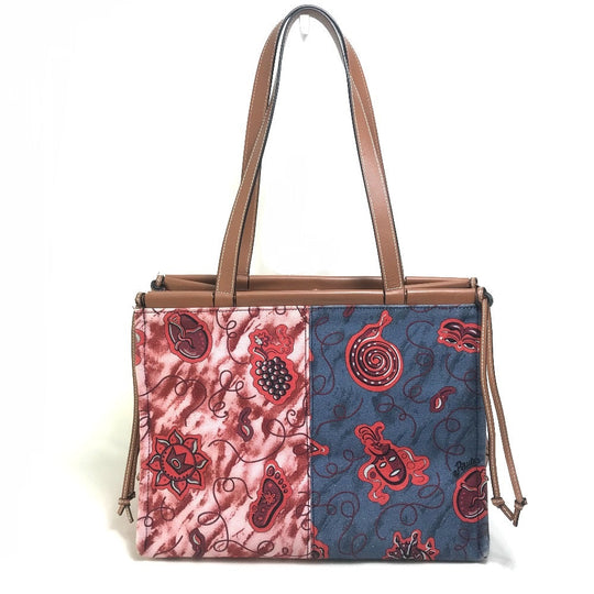 LOEWE Tote Bag 330.54CW76 Canvas / leather blue x pink x red Hauras Ihisa Collection Cushion tote Women Used Authentic