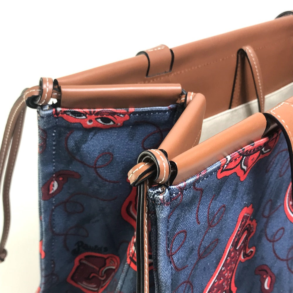 LOEWE Tote Bag 330.54CW76 Canvas / leather blue x pink x red Hauras Ihisa Collection Cushion tote Women Used Authentic