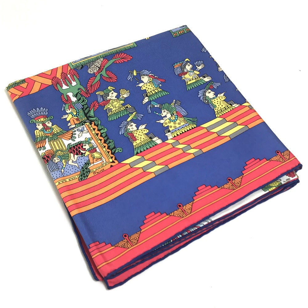 HERMES scarf silk Blue x red x white Carre90 ASTRES et SOLEILS Celestial bodies and the sun Women Used Authentic