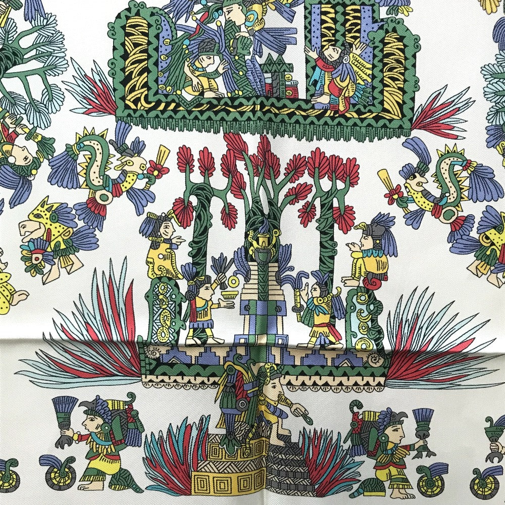 HERMES scarf silk Blue x red x white Carre90 ASTRES et SOLEILS Celestial bodies and the sun Women Used Authentic