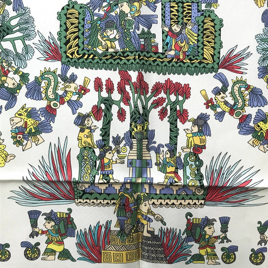 HERMES scarf silk Blue x red x white Carre90 ASTRES et SOLEILS Celestial bodies and the sun Women Used Authentic