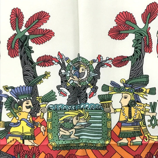HERMES scarf silk Blue x red x white Carre90 ASTRES et SOLEILS Celestial bodies and the sun Women Used Authentic