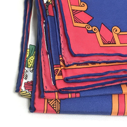 HERMES scarf silk Blue x red x white Carre90 ASTRES et SOLEILS Celestial bodies and the sun Women Used Authentic