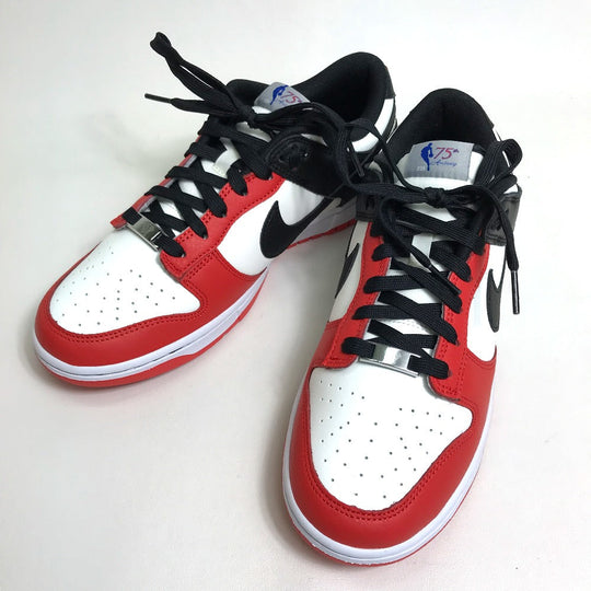 NIKE sneakers Leather, Rubber White / red / black NBA collaboration NIKE DUNK LOW RETRO EMB mens 9 Used Authentic