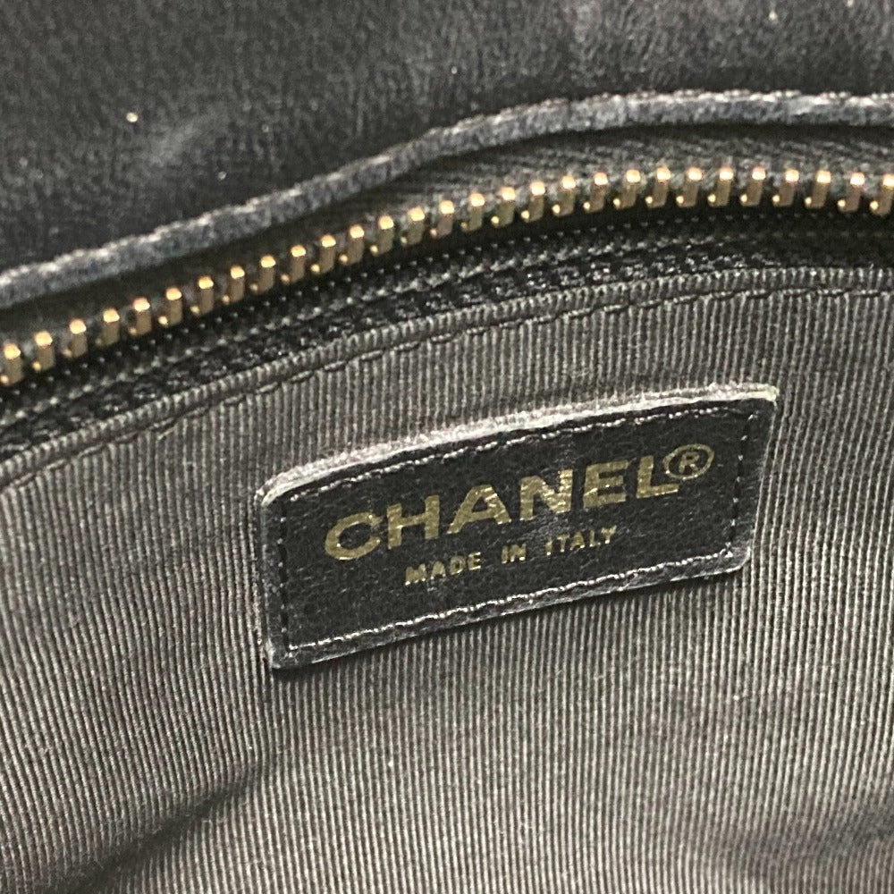 CHANEL Tote Bag lambskin black CCCOCO Mark Chocolate bar Women Used Authentic