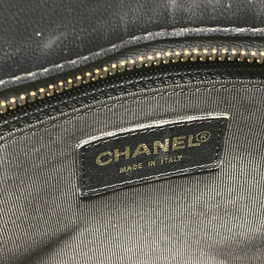CHANEL Tote Bag lambskin black CCCOCO Mark Chocolate bar Women Used Authentic