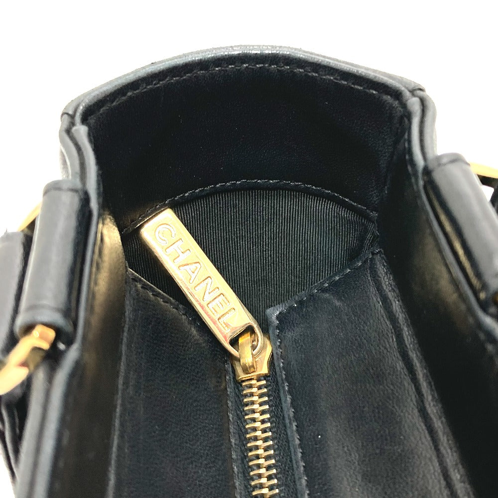 CHANEL Tote Bag lambskin black CCCOCO Mark Chocolate bar Women Used Authentic