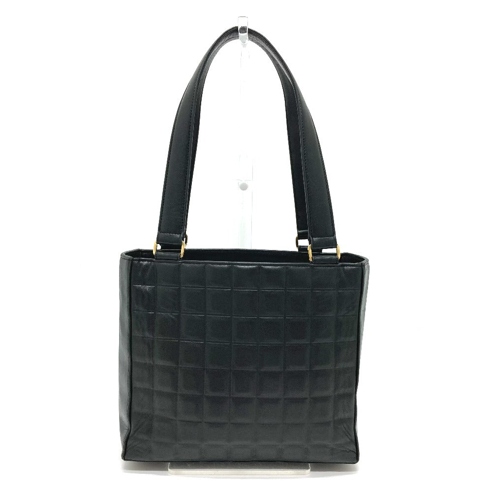 CHANEL Tote Bag lambskin black CCCOCO Mark Chocolate bar Women Used Authentic