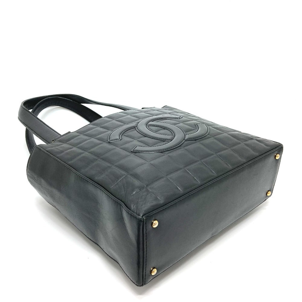 CHANEL Tote Bag lambskin black CCCOCO Mark Chocolate bar Women Used Authentic