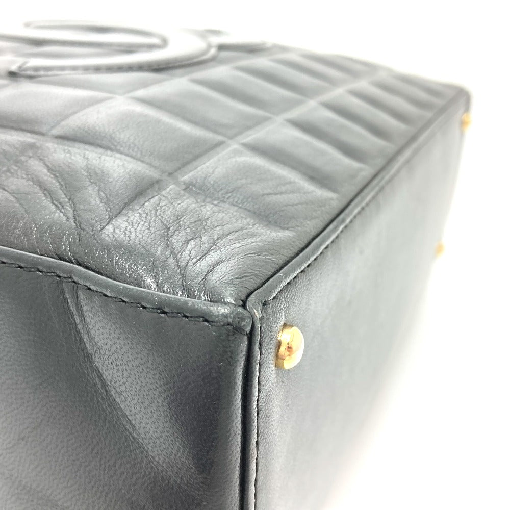CHANEL Tote Bag lambskin black CCCOCO Mark Chocolate bar Women Used Authentic
