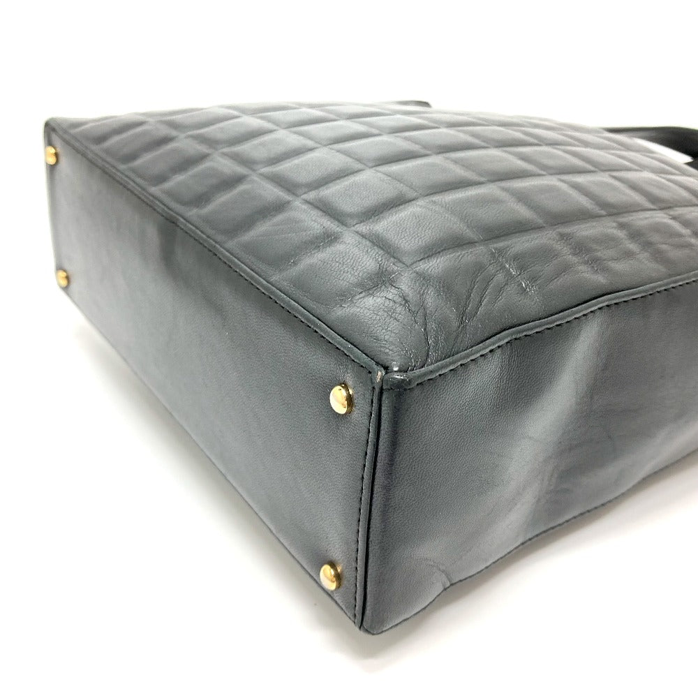 CHANEL Tote Bag lambskin black CCCOCO Mark Chocolate bar Women Used Authentic