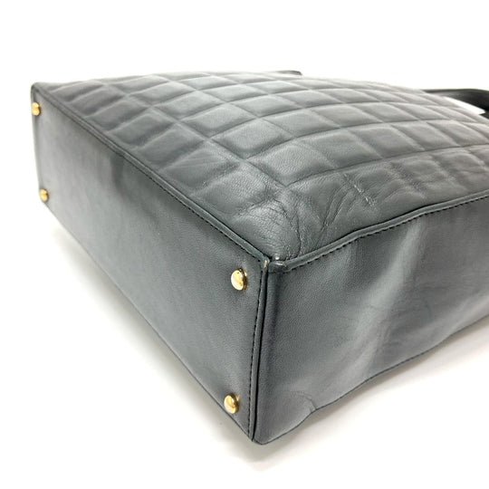 CHANEL Tote Bag lambskin black CCCOCO Mark Chocolate bar Women Used Authentic