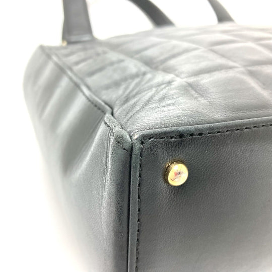 CHANEL Tote Bag lambskin black CCCOCO Mark Chocolate bar Women Used Authentic