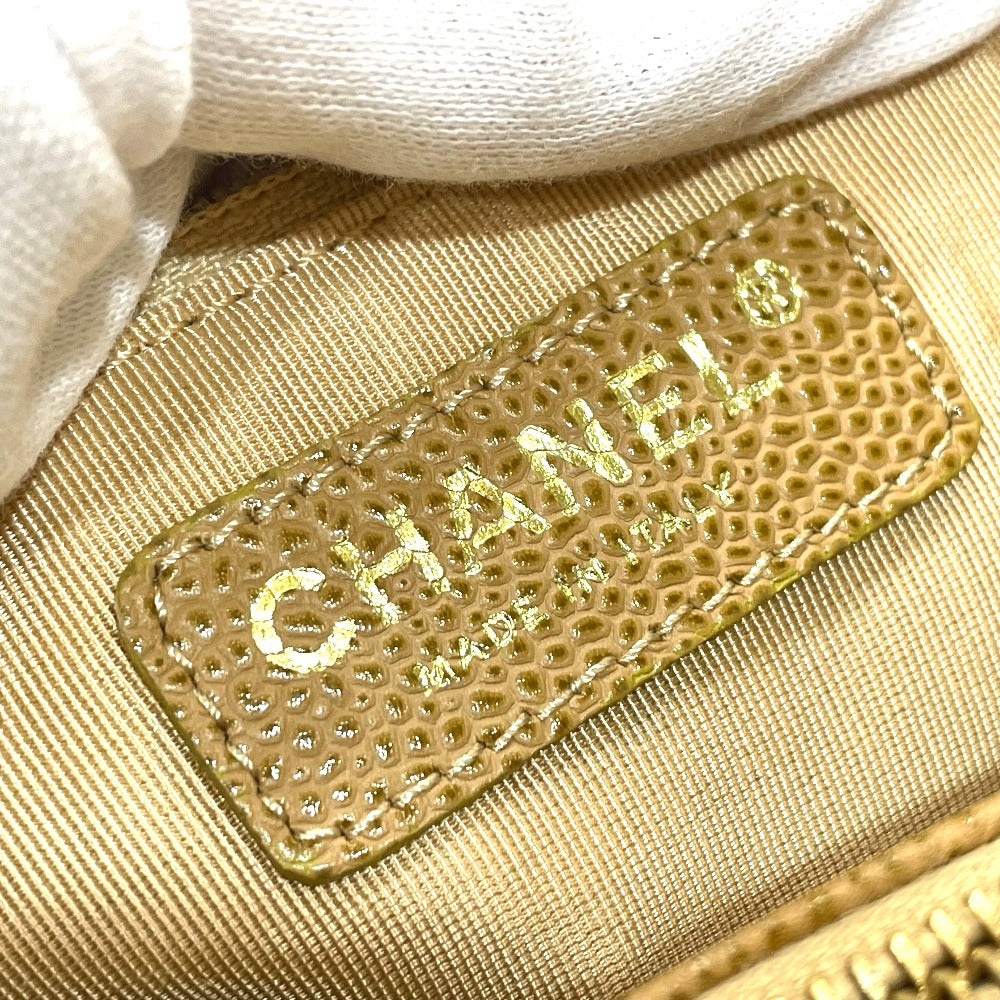 CHANEL Tote Bag A50995 Caviar skin beige CC COCO Mark Matrasse Women Used Authentic