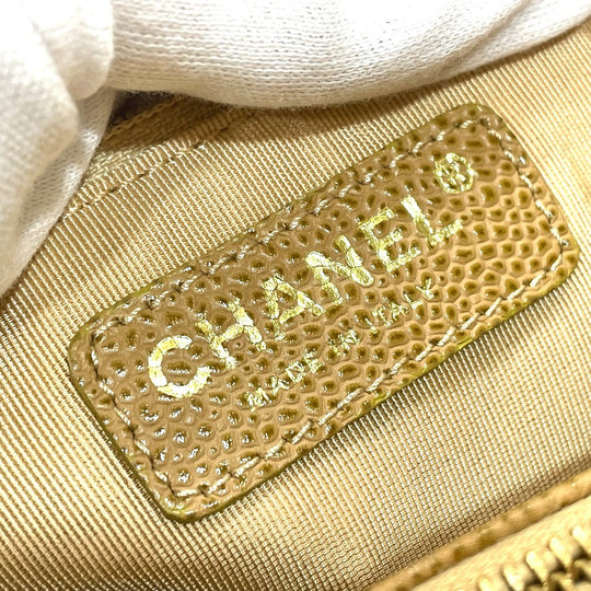 CHANEL Tote Bag A50995 Caviar skin beige CC COCO Mark Matrasse Women Used Authentic