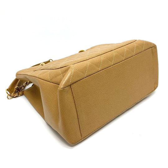 CHANEL Tote Bag A50995 Caviar skin beige CC COCO Mark Matrasse Women Used Authentic