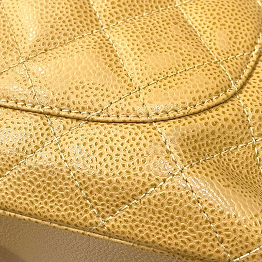 CHANEL Tote Bag A50995 Caviar skin beige CC COCO Mark Matrasse Women Used Authentic