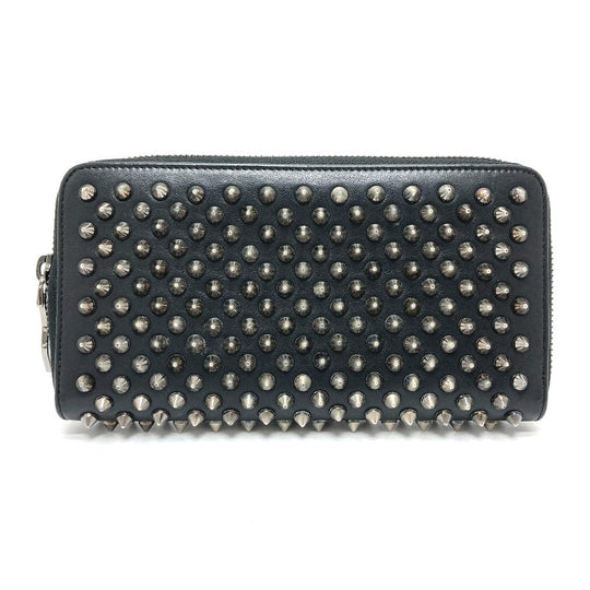 Christian Louboutin Long Wallet Purse 1175099 leather black Spike studs Panettone Women Used Authentic