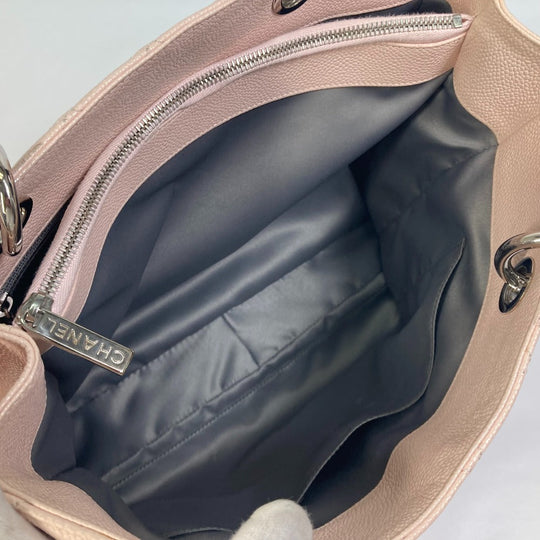 CHANEL Tote Bag A50995 Caviar skin pink CC COCO Mark Matrasse Women Used Authentic
